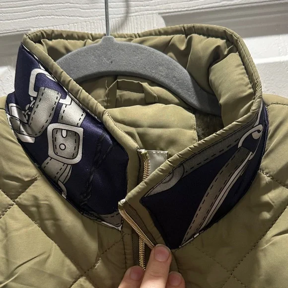 Hermes Scarf Upcycled into an Olive Vest - Picture 5 of 10